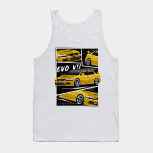 Yellow Mitsubishi Lancer Evolution VII, EVO 7, Evo VII Tank Top